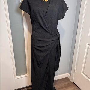 Astr Elegant Black Wrap Maxi Dress